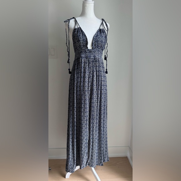 Lulus Field Day Navy Maxi Dress Strappy Summer Vacation Boho Women’s XS - Picture 3 of 13